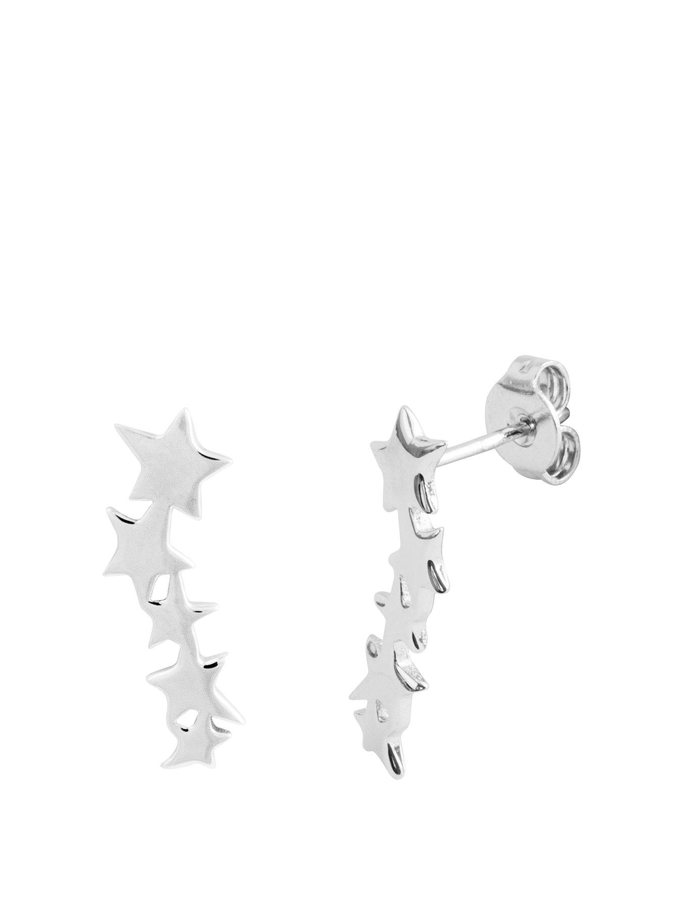 undefined Sterling Silver Polished five star constellation stud earrings