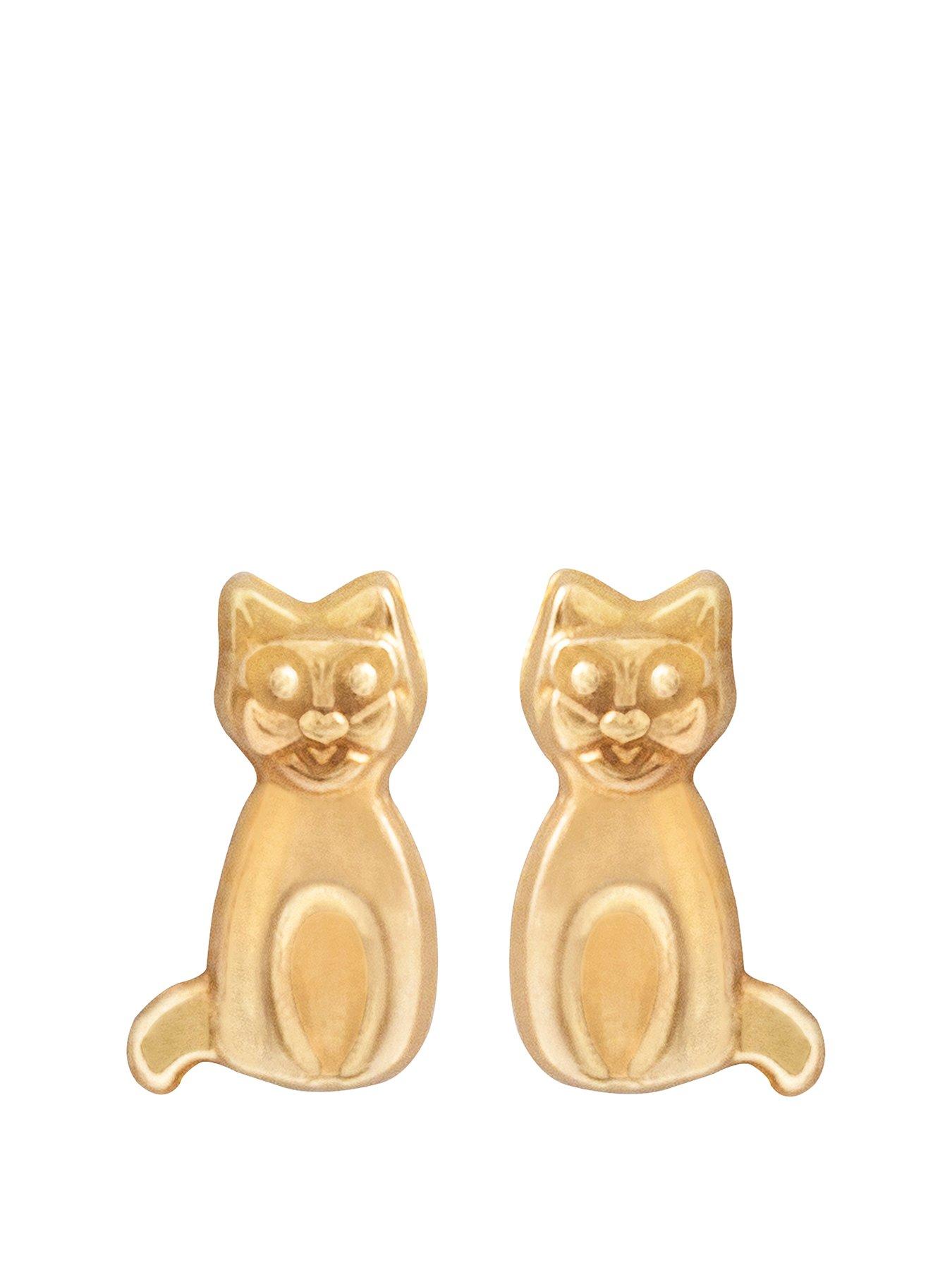 undefined 9ct Gold Cat Stud Earrings