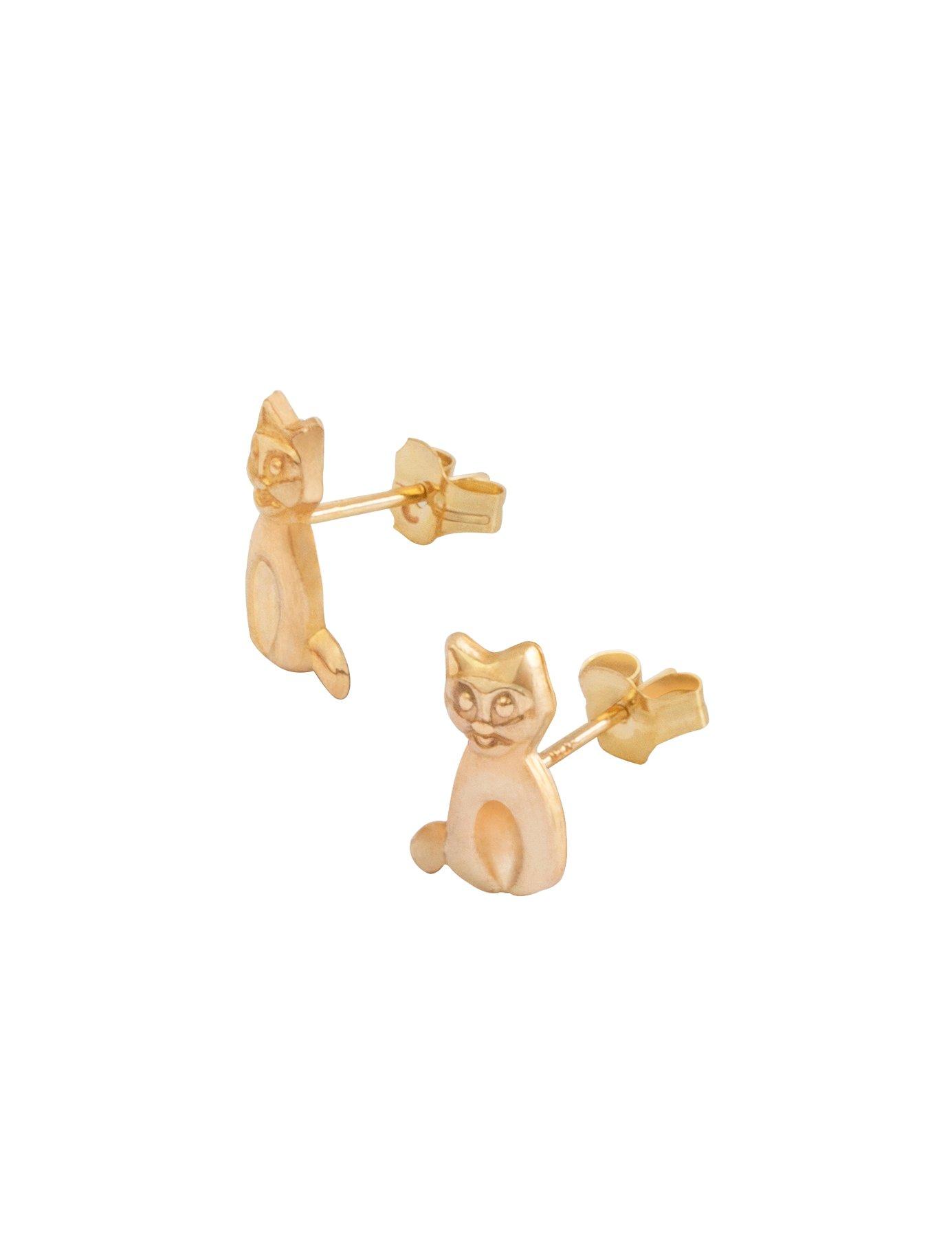 Gold cat stud on sale earrings