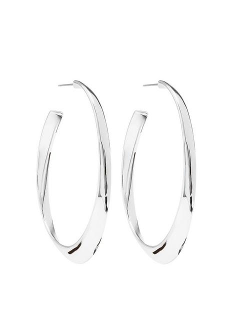 mood-silver-plated-polished-oval-hoop-earrings