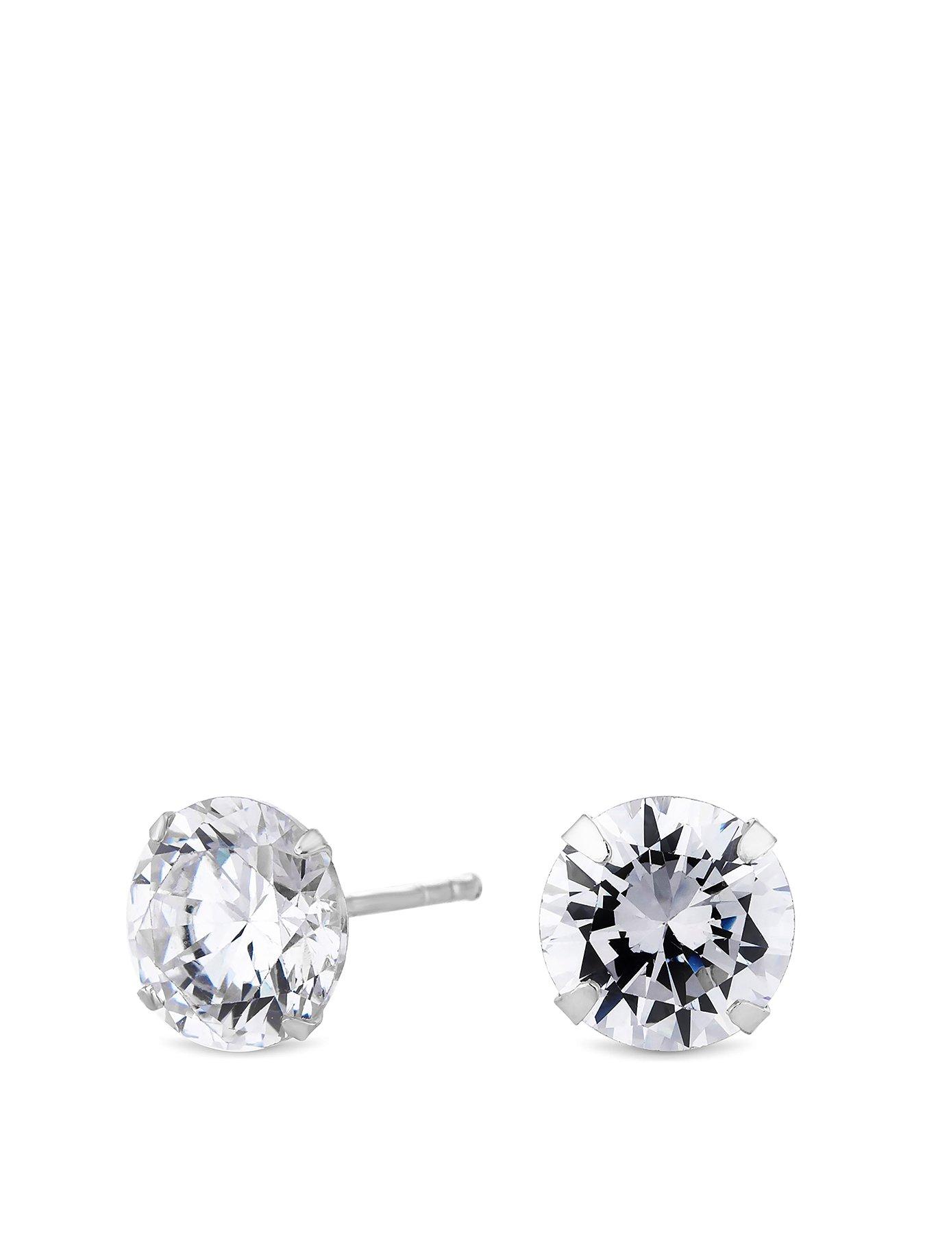 Product photograph of Simply Silver Sterling Silver 925 With Cubic Zirconia 8mm Solitaire Stud Earrings from very.co.uk