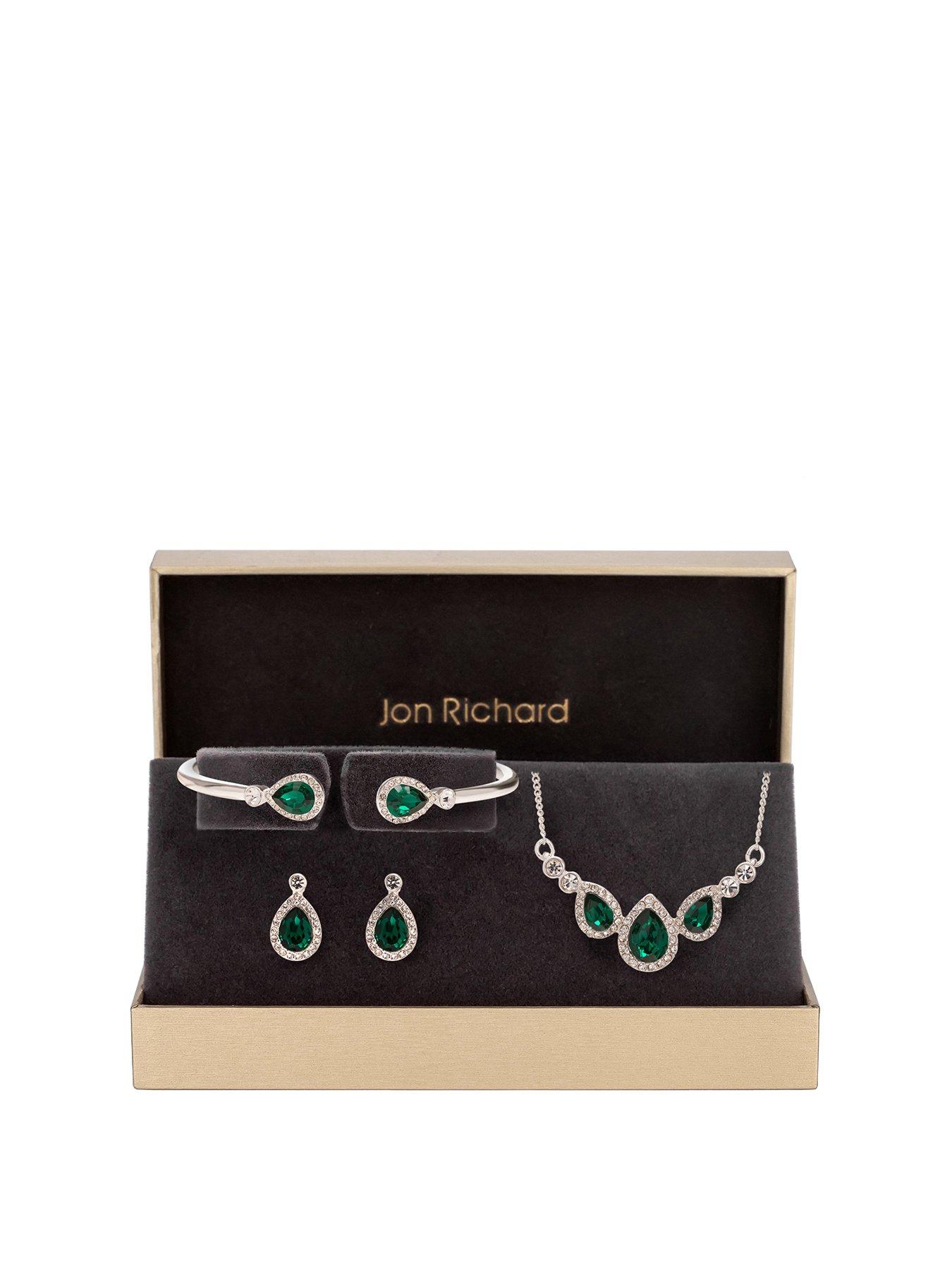 Product photograph of Jon Richard Emerald Pear Trio Jewellery Set from very.co.uk