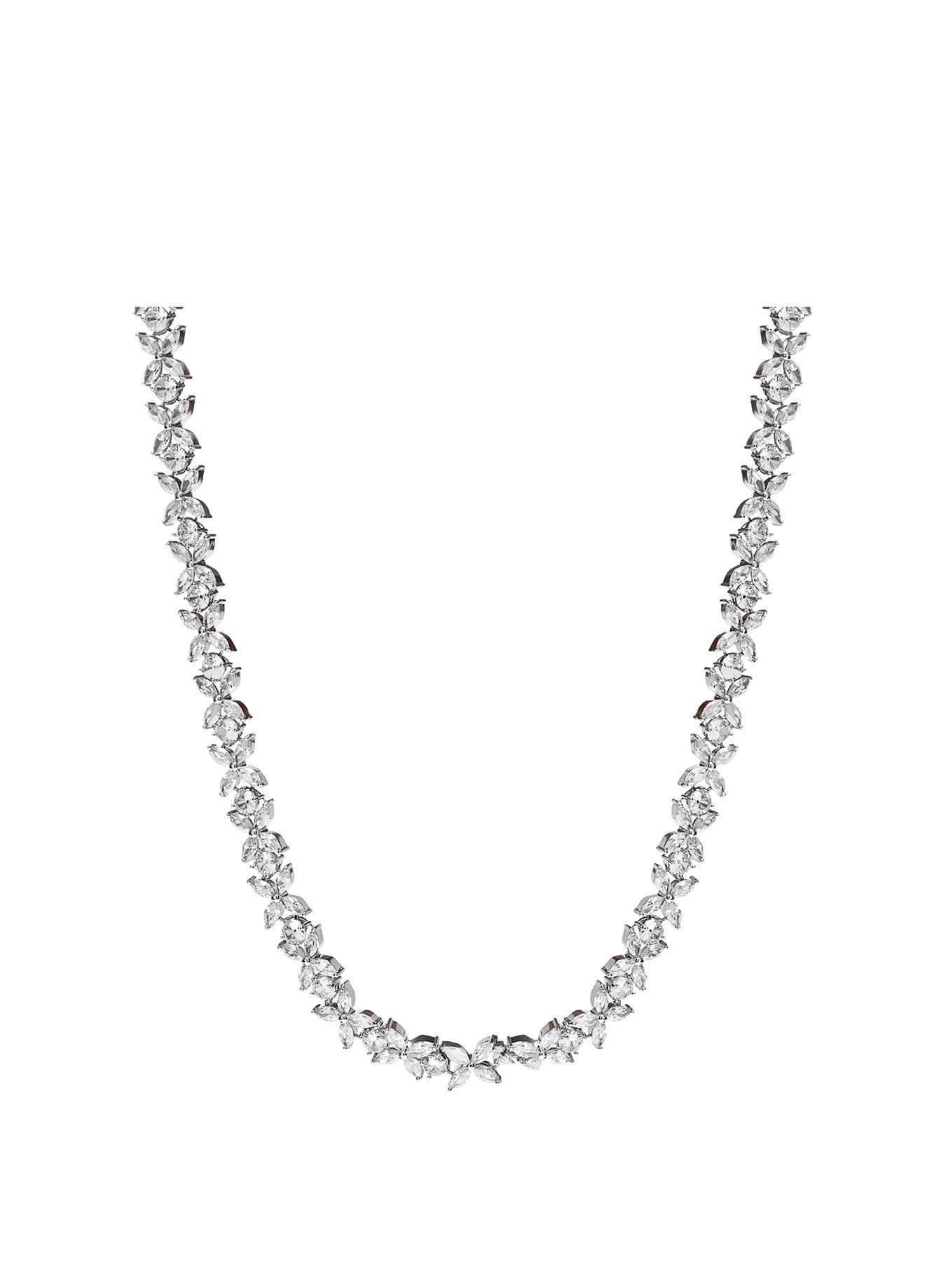Jon Richard Bridal Cubic Zirconia Crystal Floral Tennis Allway