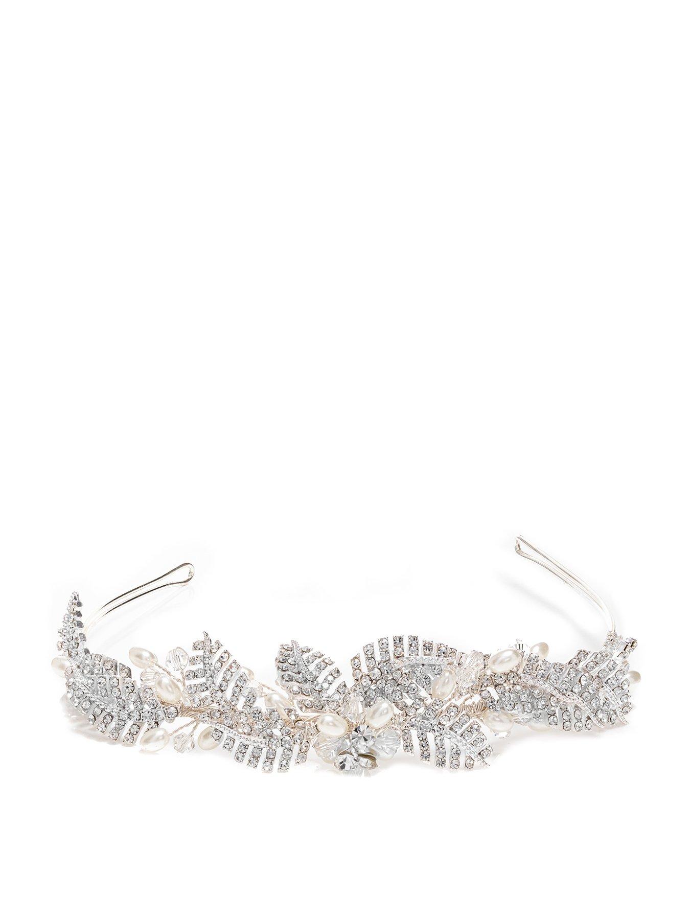 NEW Beautiful Gold Tone /& Clear Crystal Leaf Hair Clip UK Seller