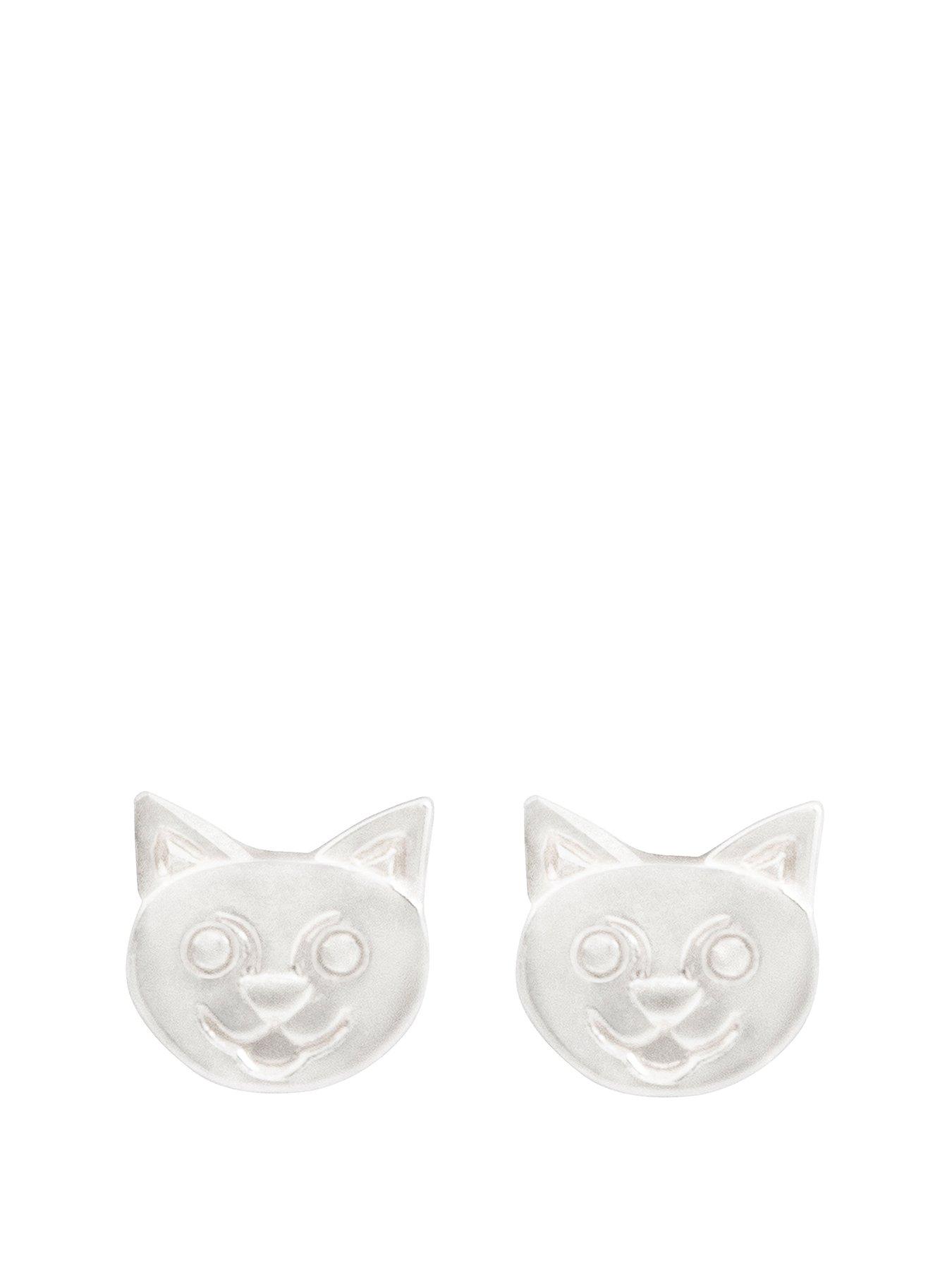 the-love-silver-collection-sterling-silver-cat-face-stud-earrings