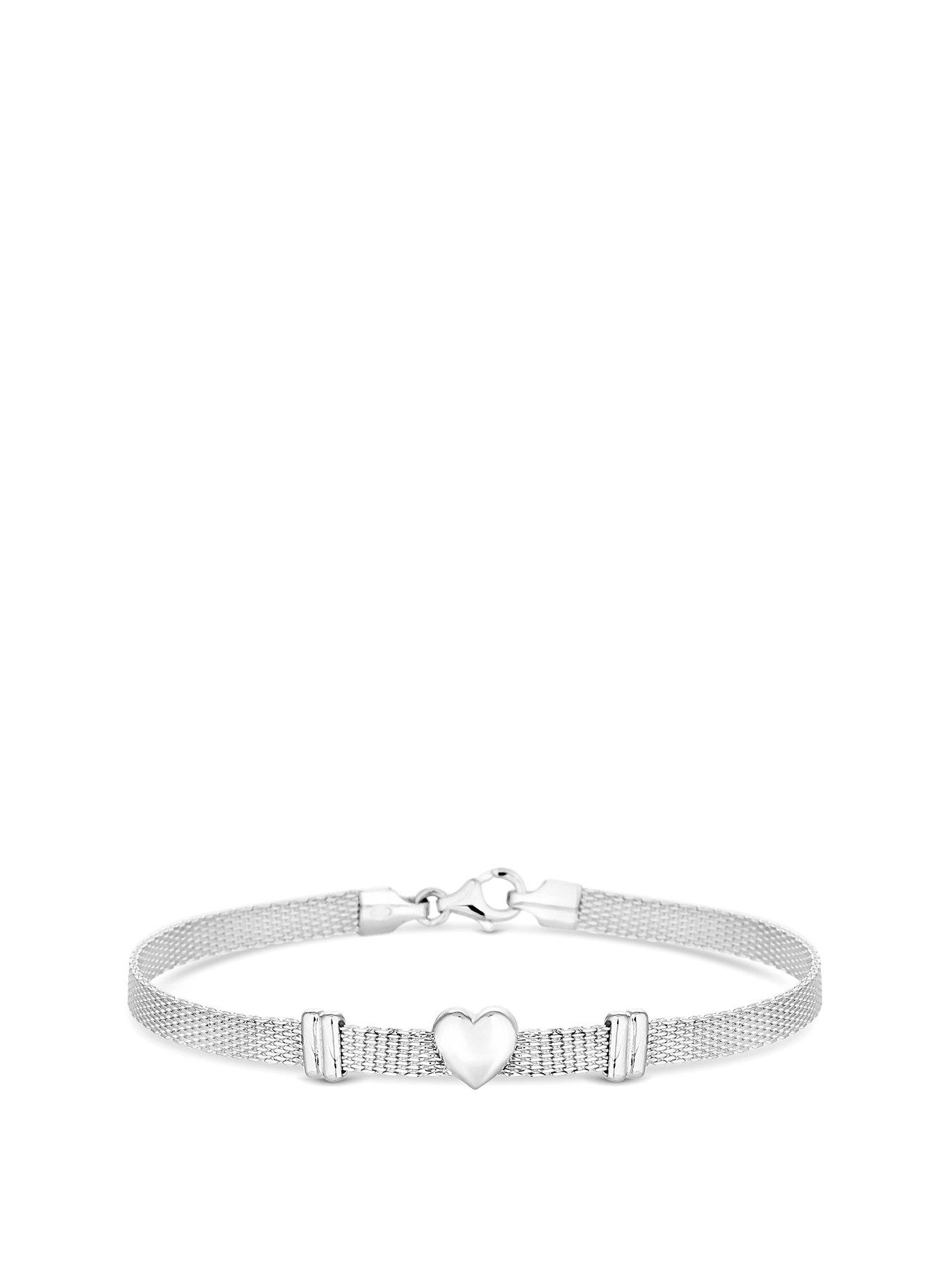 Jewellery & watches Polished Silver Heart Mesh Bracelet