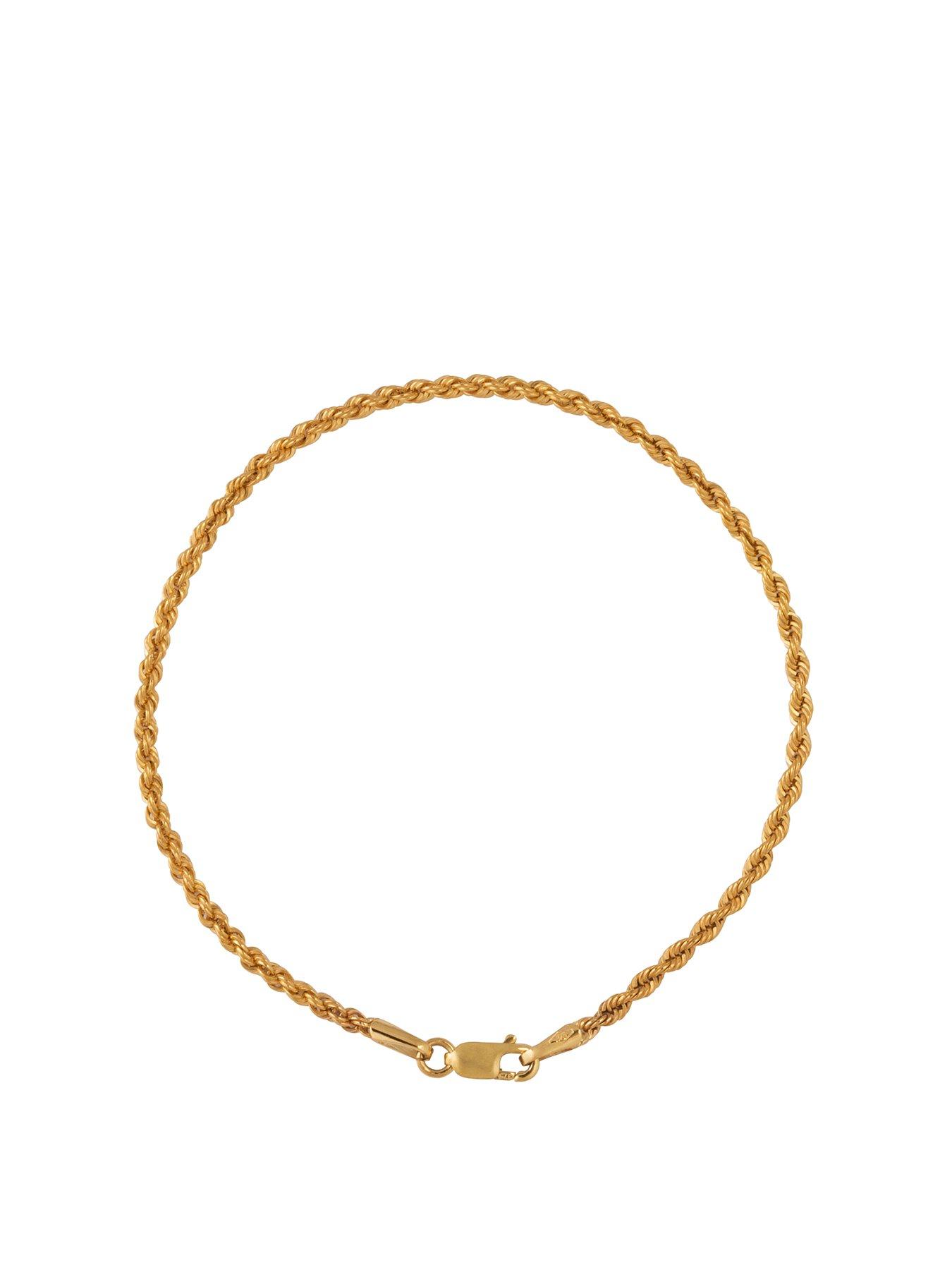  9ct Gold 19cm rope chain bracelet