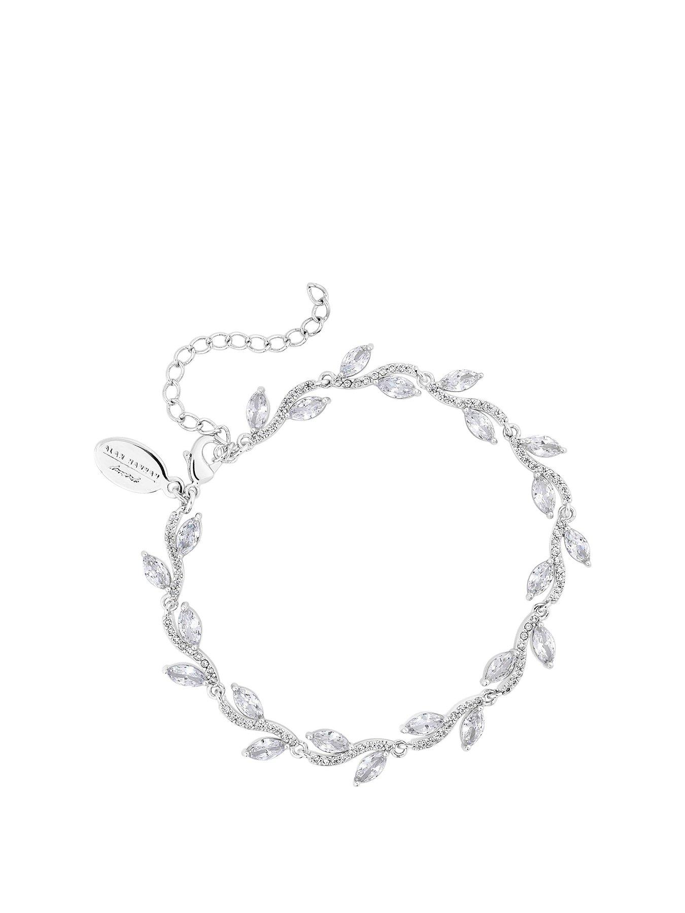 undefined Bridal Pave Wave Leaf Bracelet