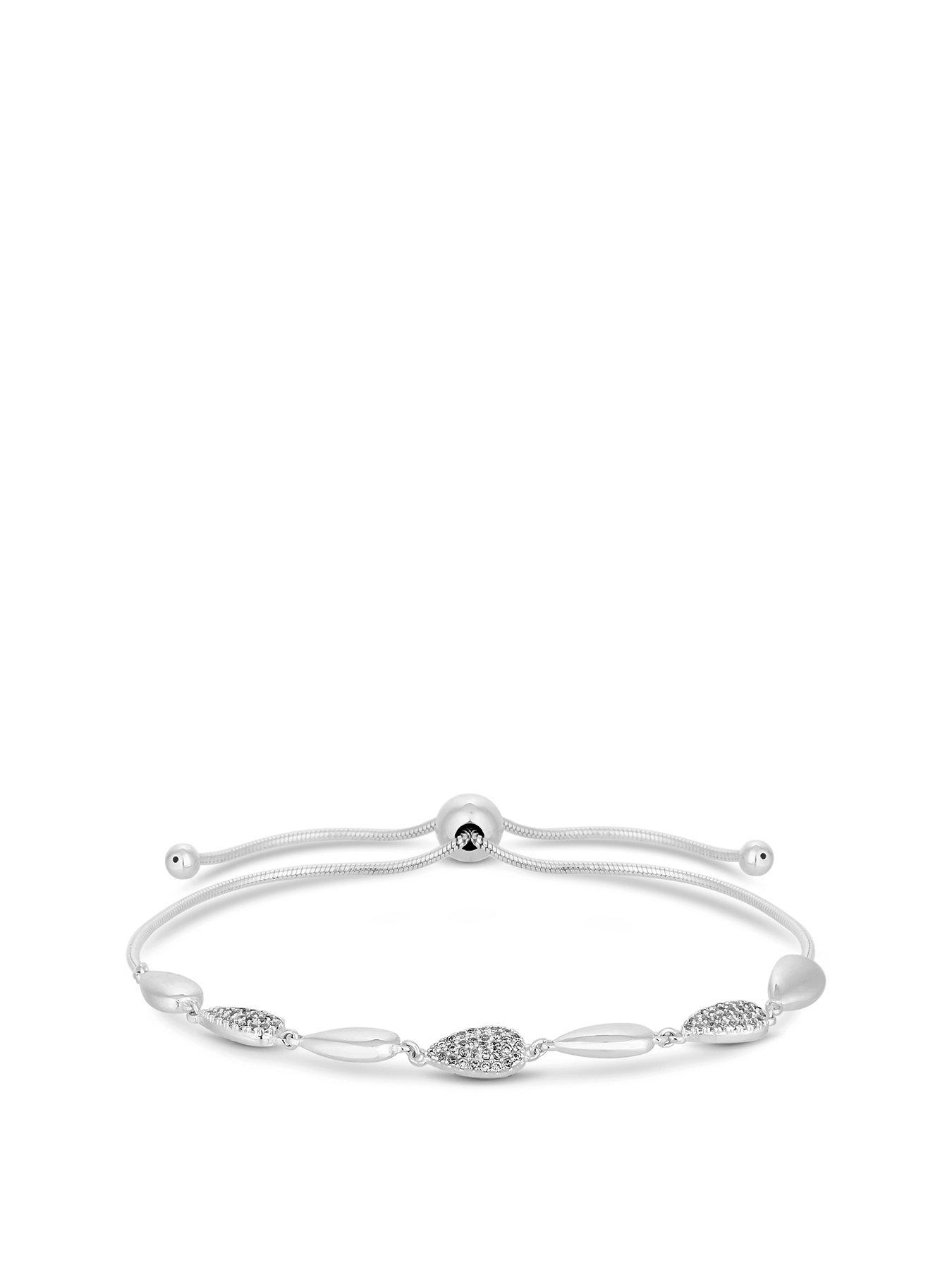 Simply Silver Simply Silver Polished Pave Organic Station Toggle Bracelet review