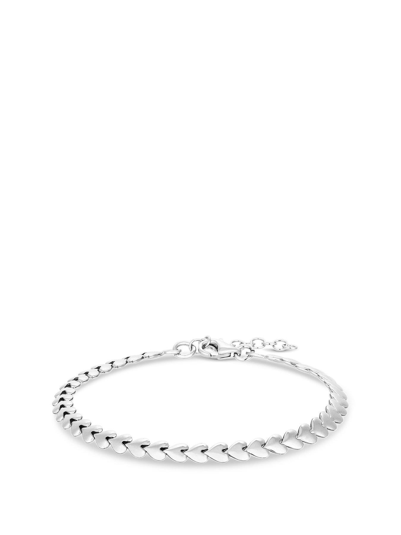 Product photograph of Simply Silver Sterling 925 Heart Row Bracelet from very.co.uk