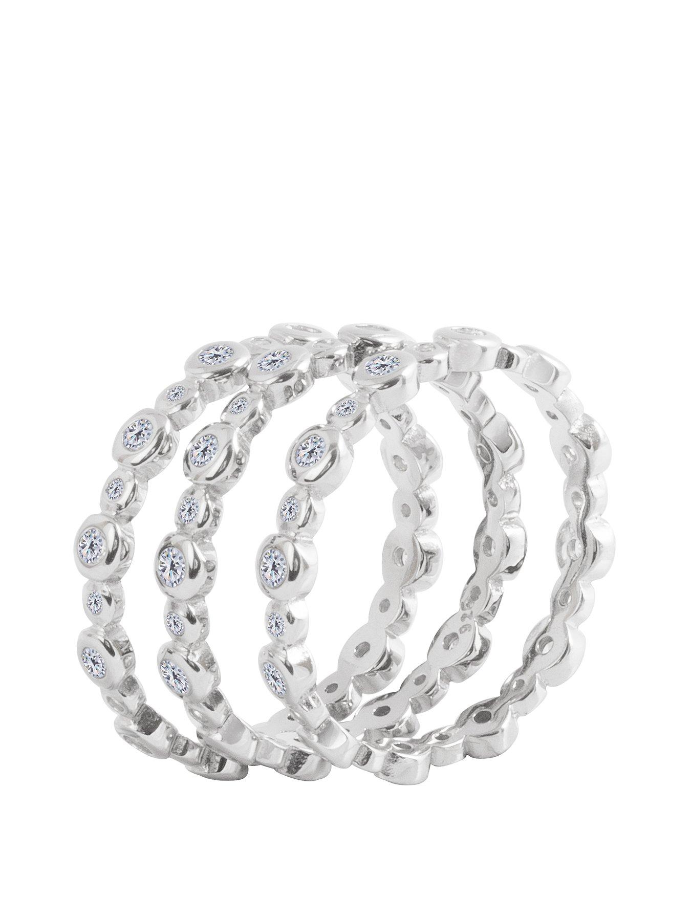 The Love Silver Collection Sterling Silver Bubble Cubic Zirconia Set of