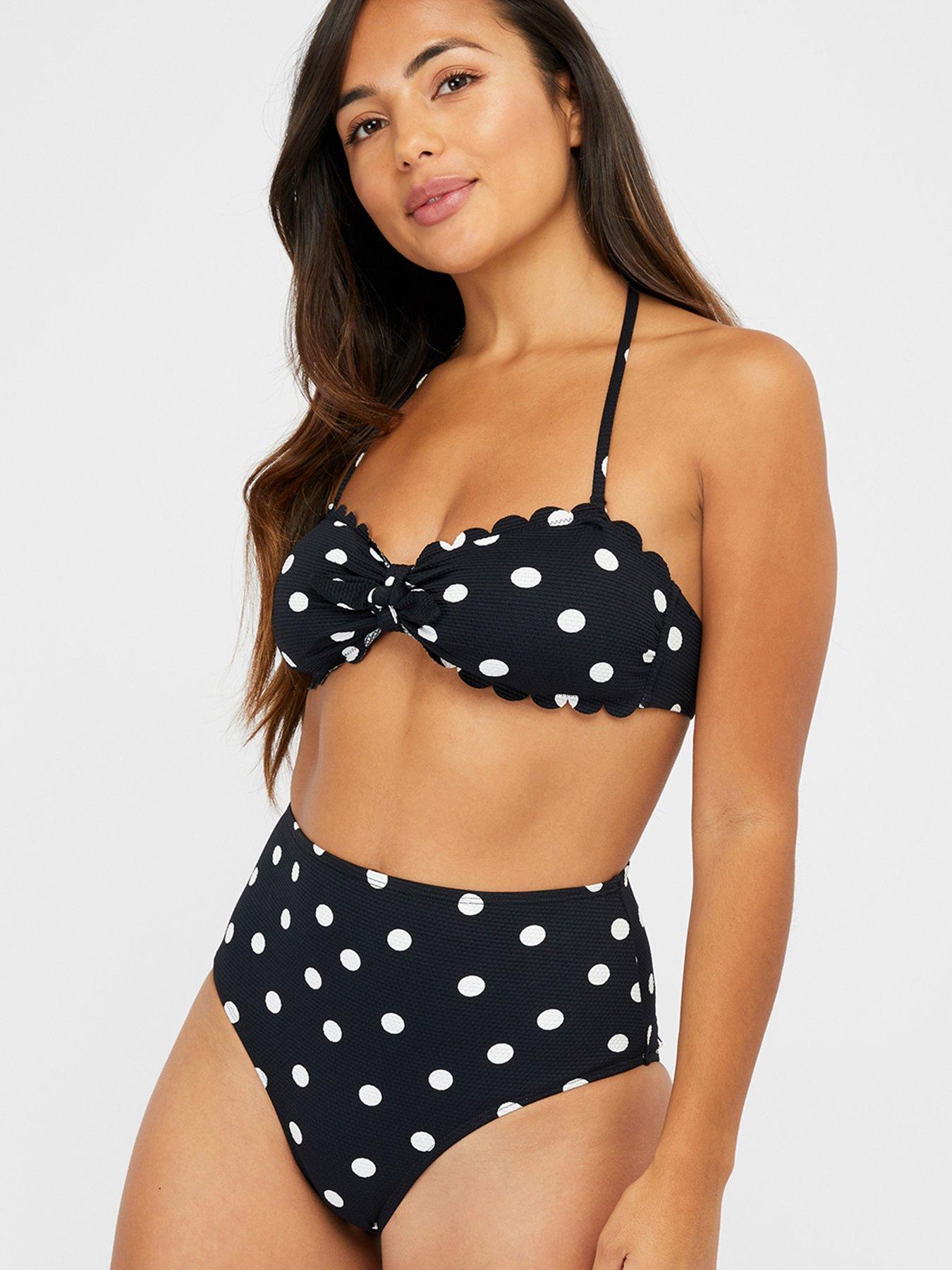 polka dot high waisted bikini bottom