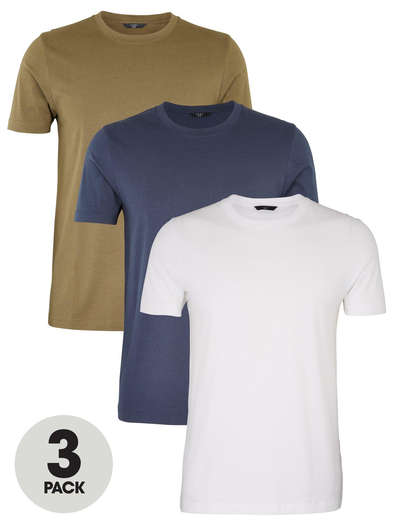 Image 1 of 6 of The Very Collection Essentials 3 Pack Crew Neck T-Shirt - Multi