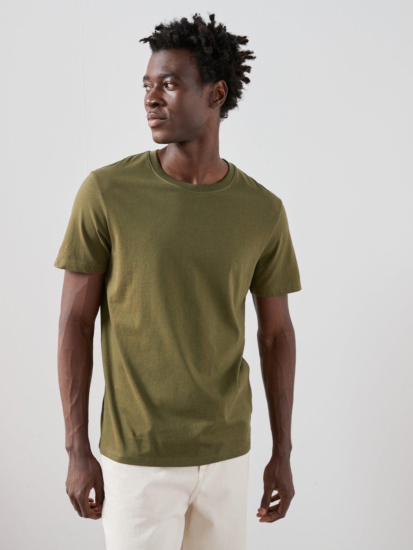 Image 1 of 7 of The Very Collection Pure Cotton Essentials Crew Neck T-Shirt - Khaki