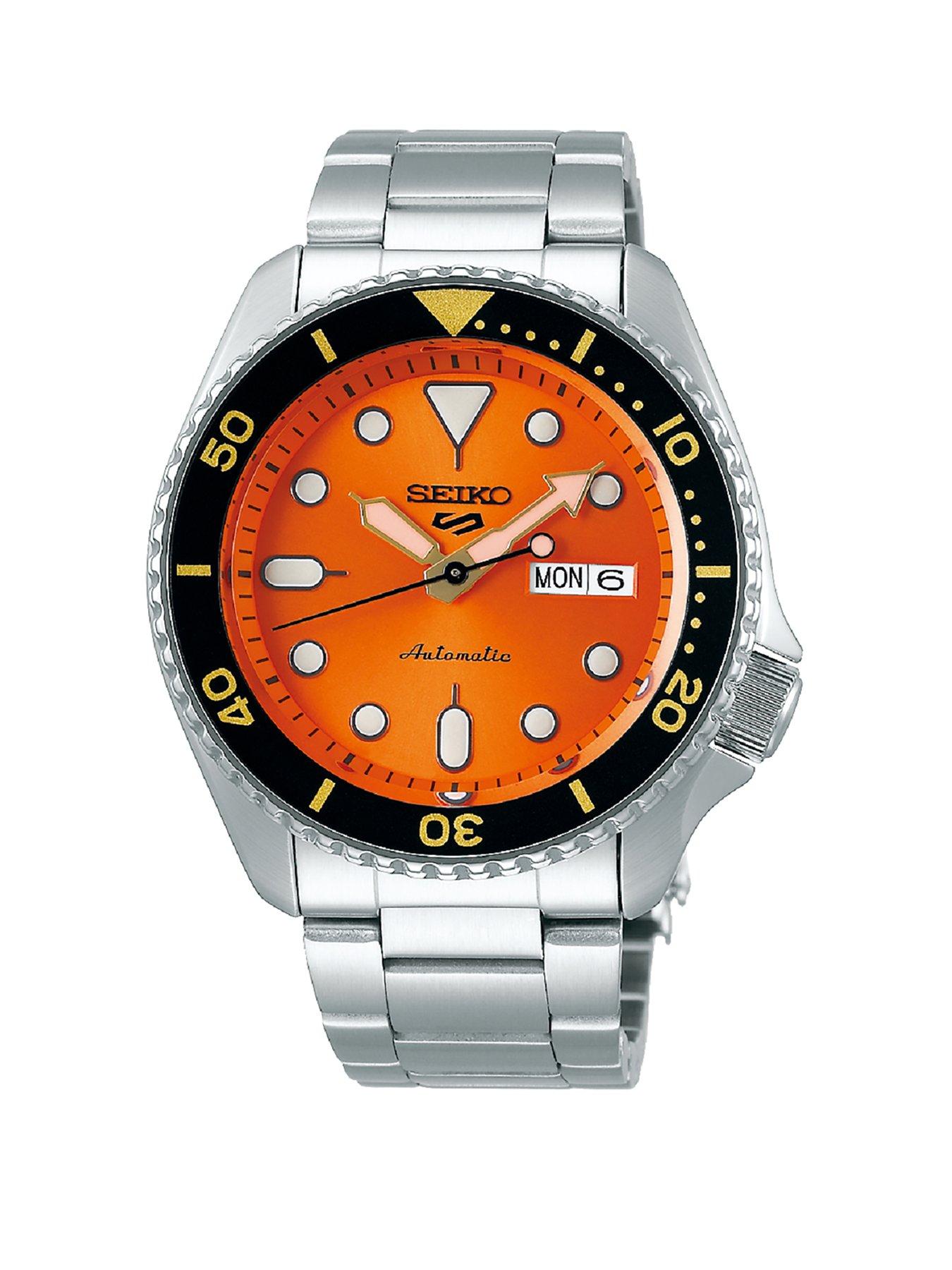 seiko black and orange watch