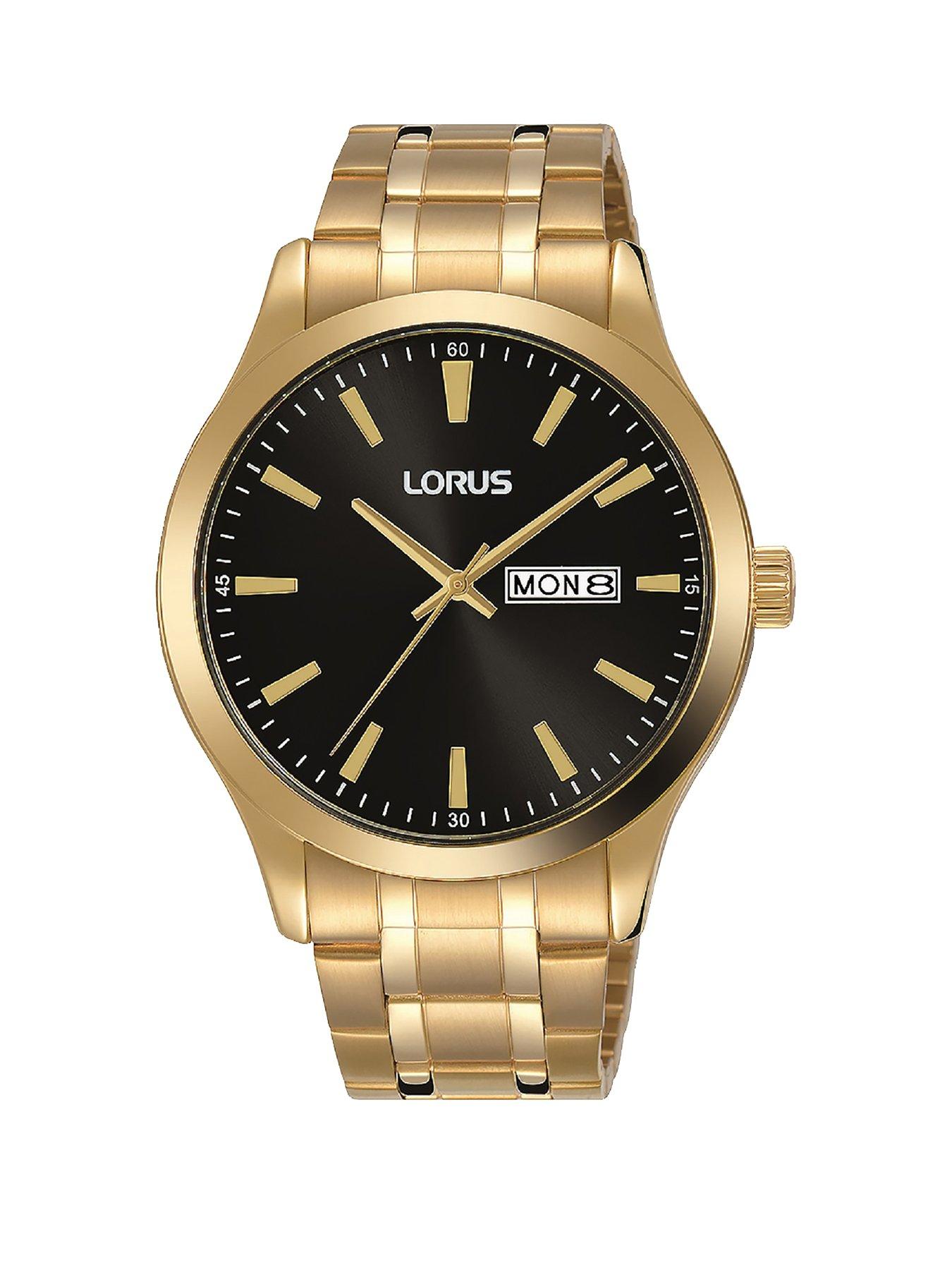 Lorus Classic Gold Stainless Steel Black Dial Bracelet Mens Watch review