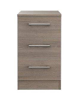 Product photograph of Swift Halton Ready Assembled 3 Drawer Bedside Chest from very.co.uk