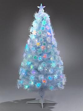Product photograph of Festive 5ft White Fibre Optic Christmas Tree With Star Topper from very.co.uk