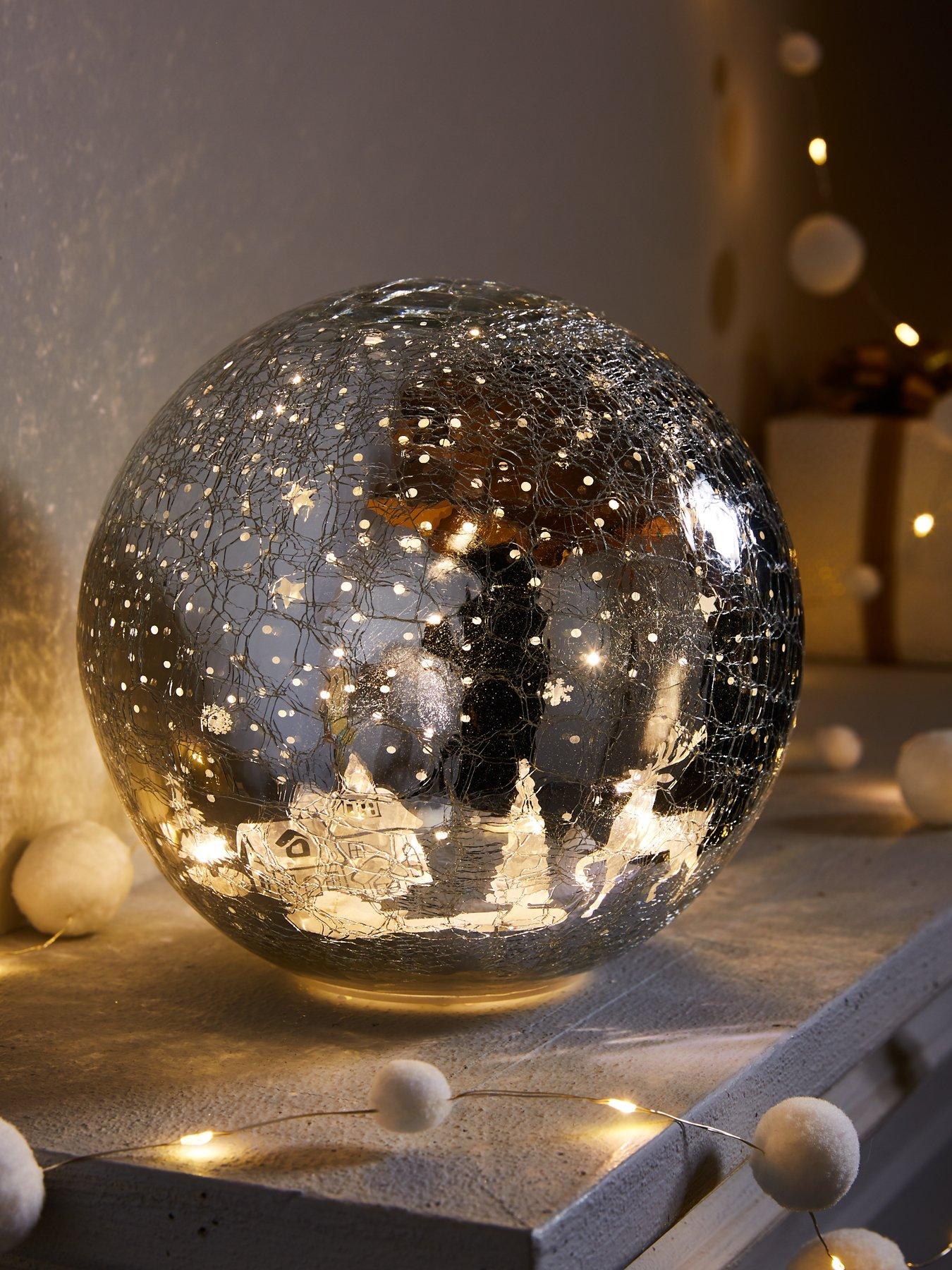 undefined 20cm Battery Operated Lit Crackle Effect Reindeer Ball Christmas Decoration