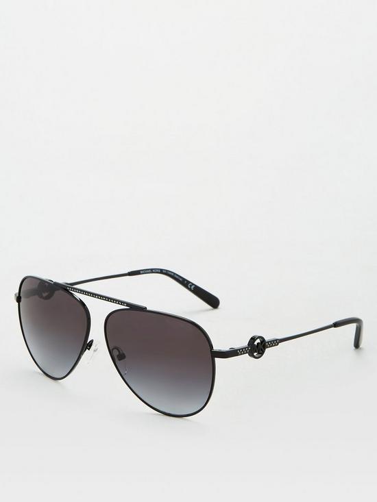 stillFront image of michael-kors-aviator-sunglasses-shiny-black