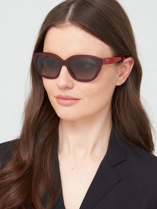 front image of prada-round-sunglasses-red