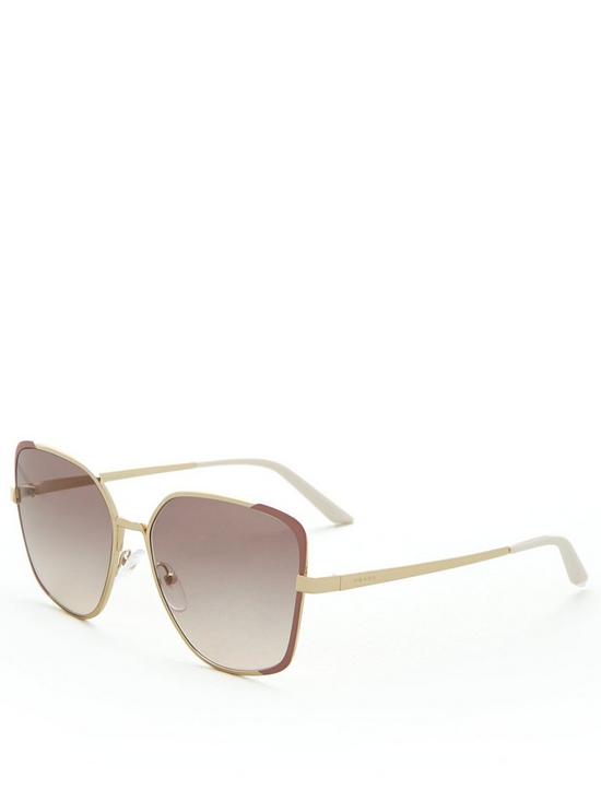 front image of prada-square-sunglasses-pale-goldmatte-pink