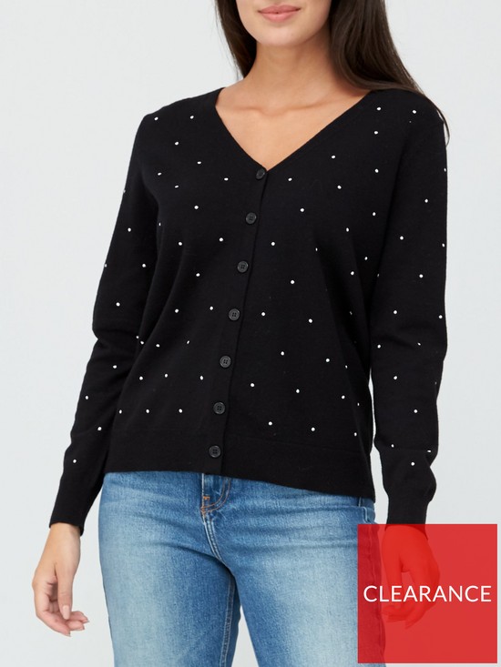 front image of v-by-very-spot-cardigan-black