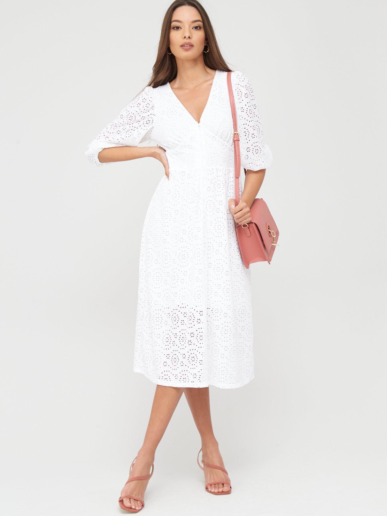 long white broderie anglaise dress