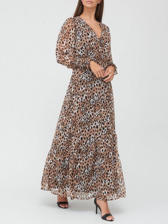 front image of v-by-very-georgette-wrap-maxi-dress-animal