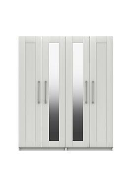 Product photograph of One Call Regal Part Assembled 4 Door Centre Mirror Wardrobe from very.co.uk