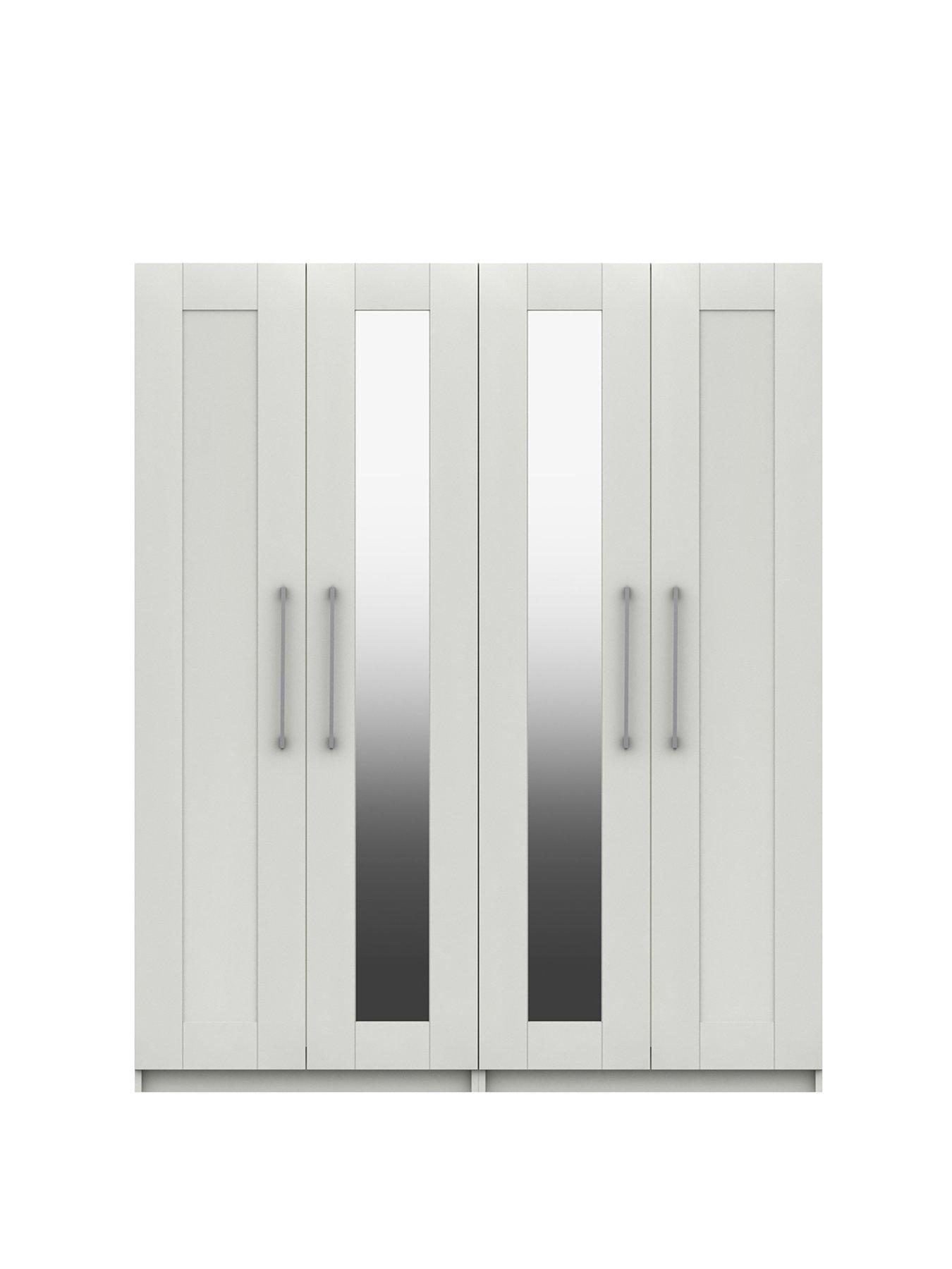 One Call Regal Part Assembled 4 Door Centre Mirror Wardrobe