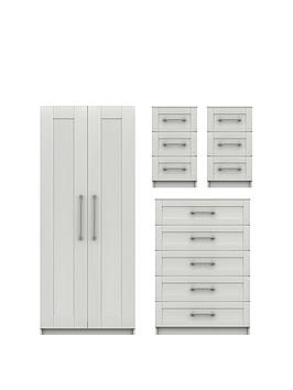 Product photograph of One Call Regal Ready Assembled Package - 2 Door Wardrobe 5 Drawer Chest And 2 Bedside Chests from very.co.uk