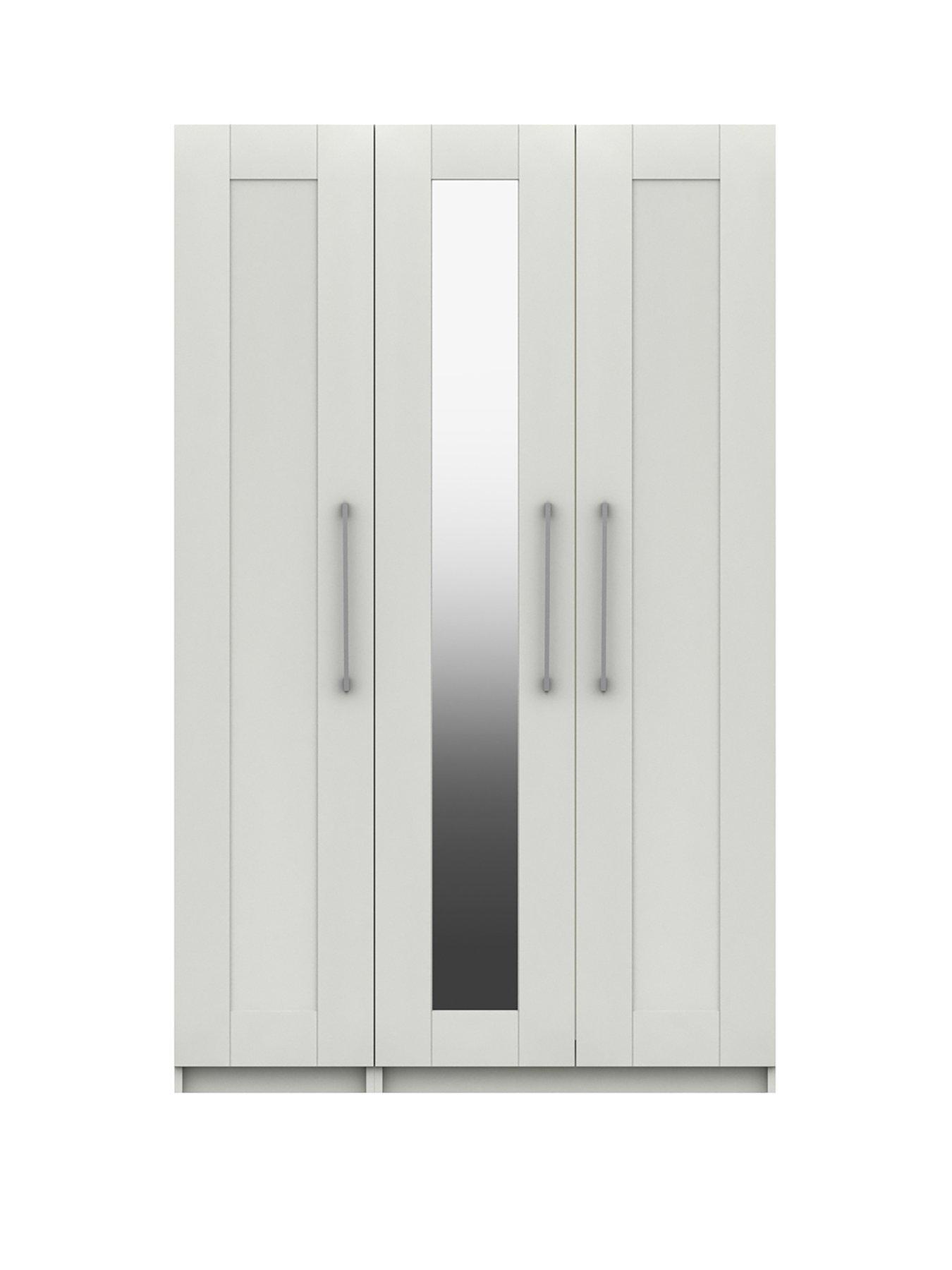undefined Regal Part Assembled 3 Door Mirrored Wardrobe