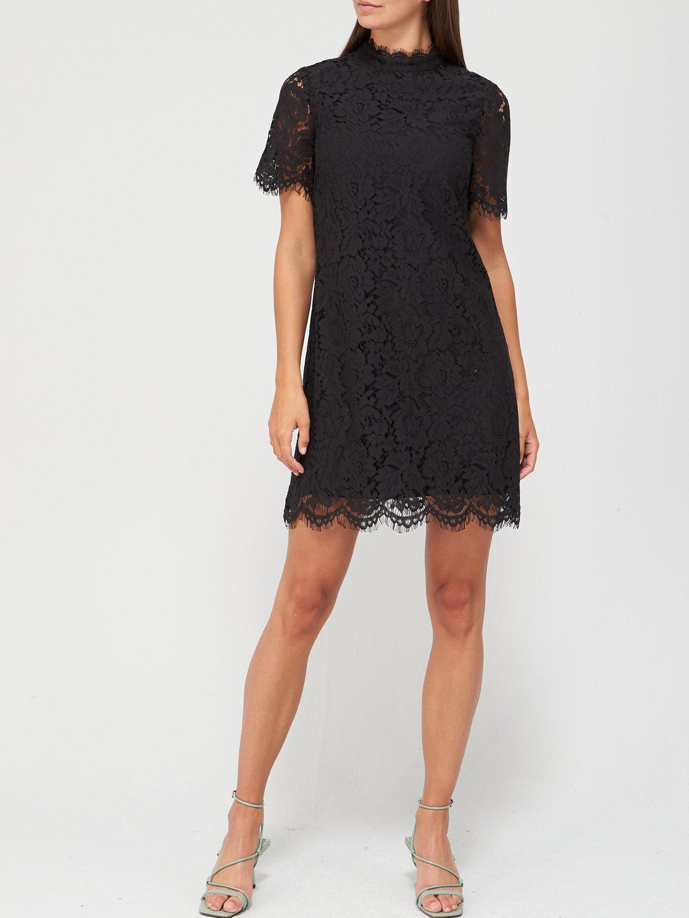 black lace tunic dress