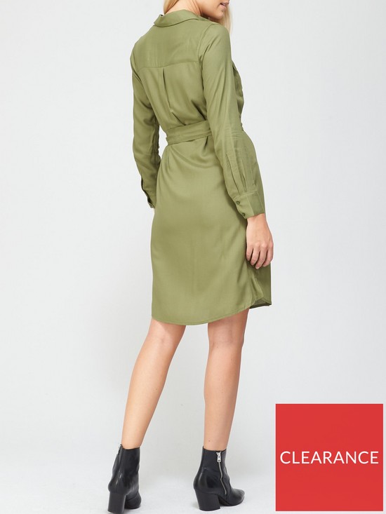 stillFront image of v-by-very-button-down-shirt-dress-khaki