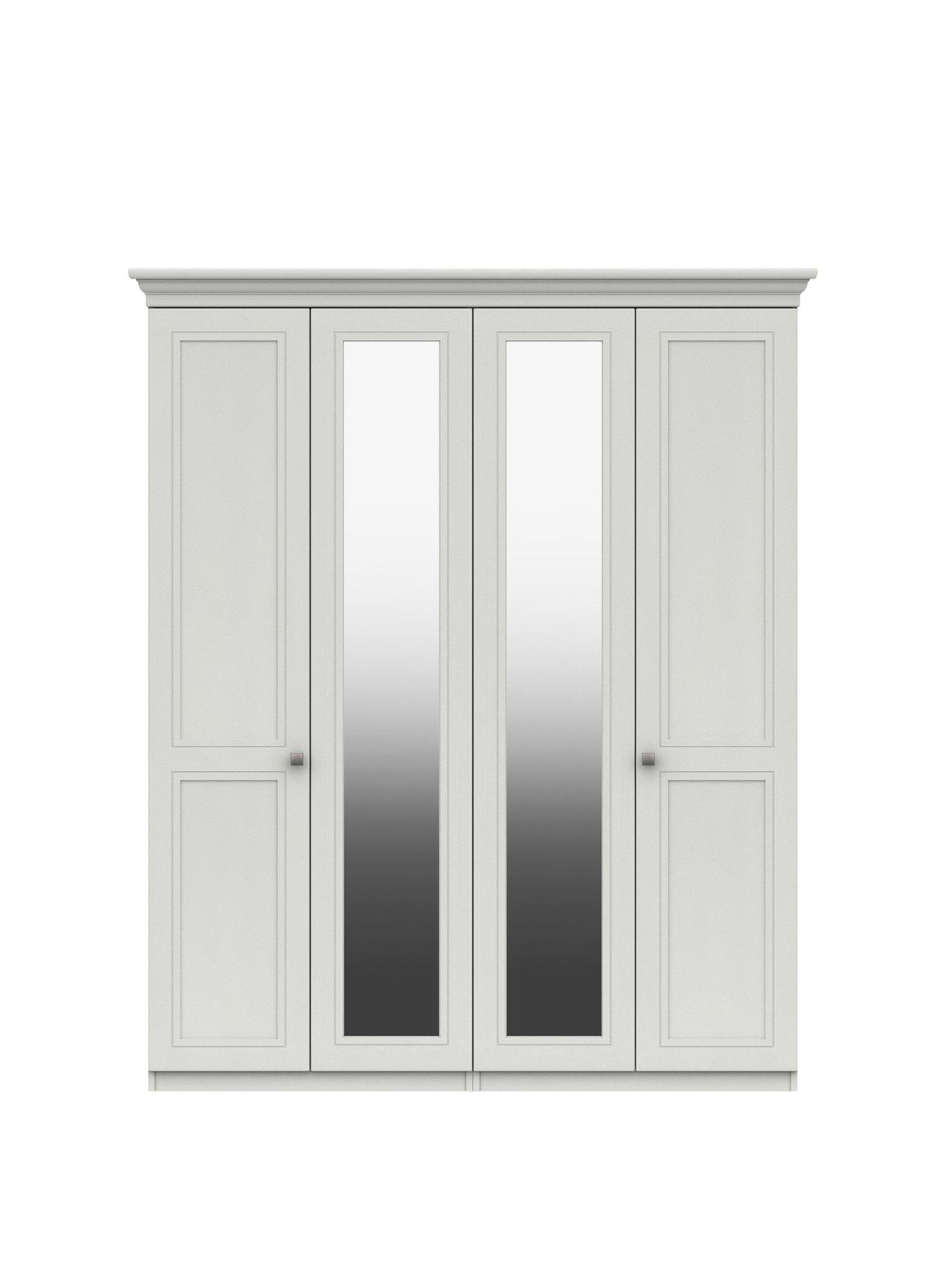 Product photograph of One Call Harris Part Assembled 4 Door Mirrored Wardrobe from very.co.uk