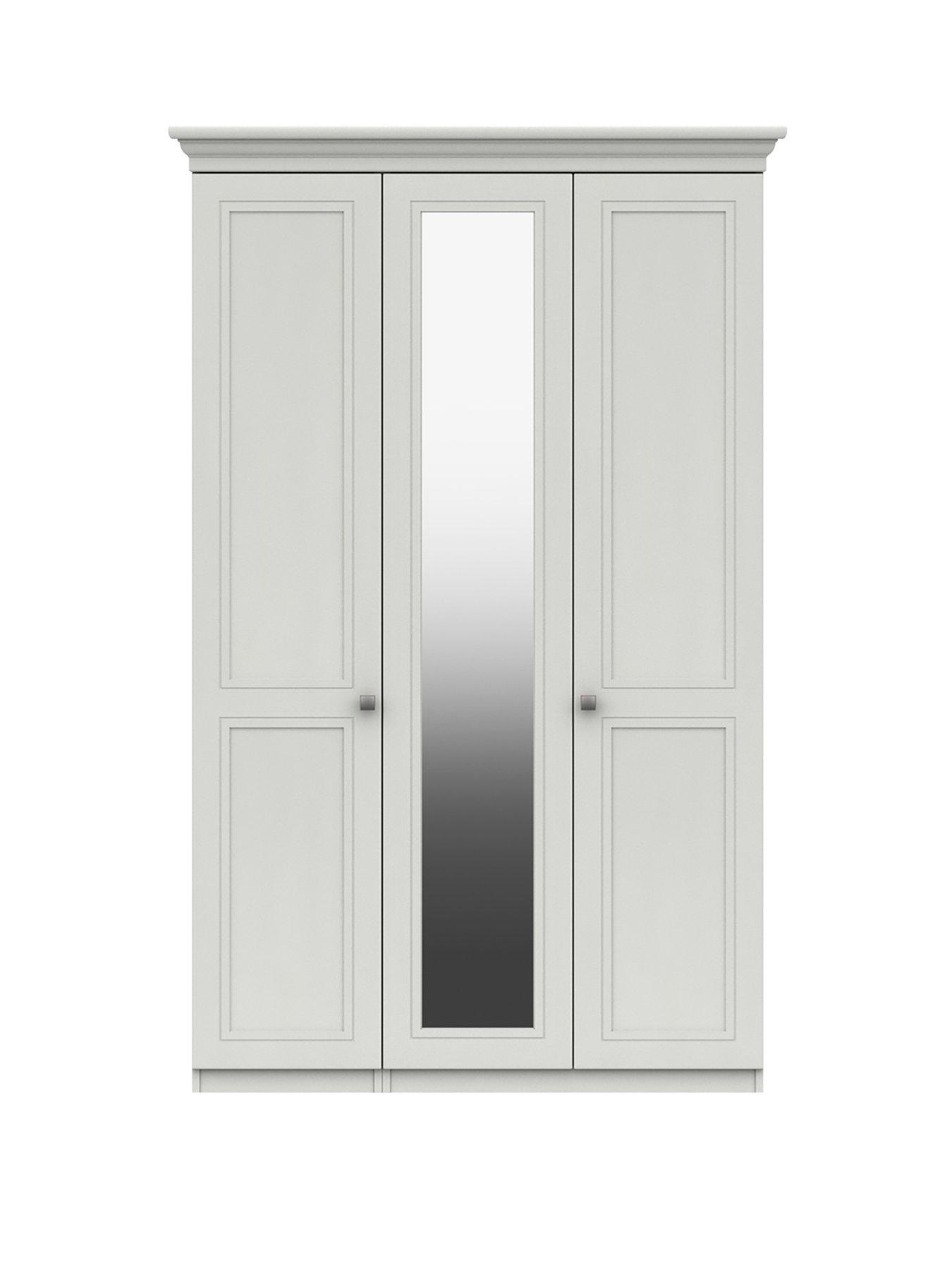 Product photograph of One Call Harris Part Assembled 3 Door Mirrored Wardrobe from very.co.uk