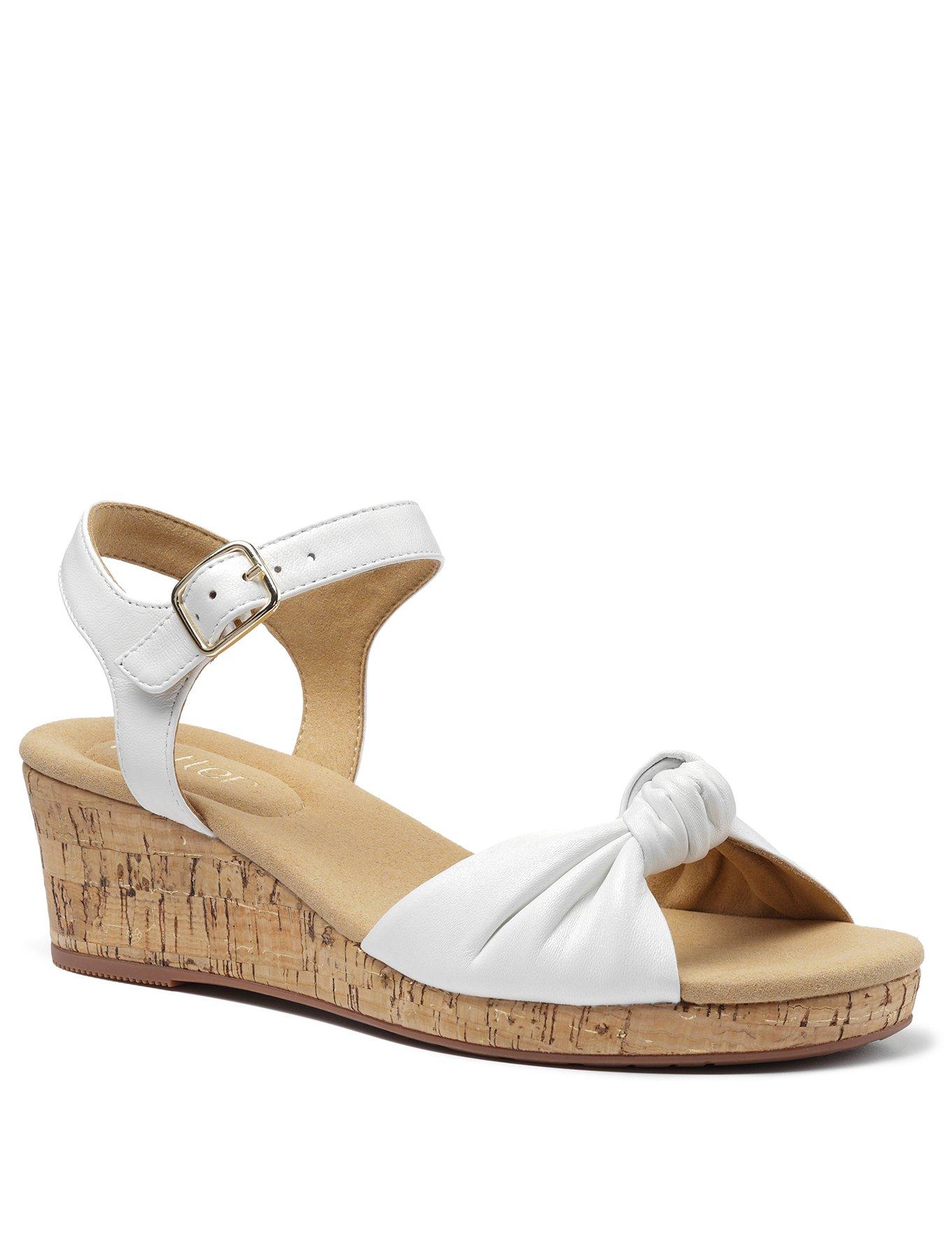 white leather wedge sandals uk