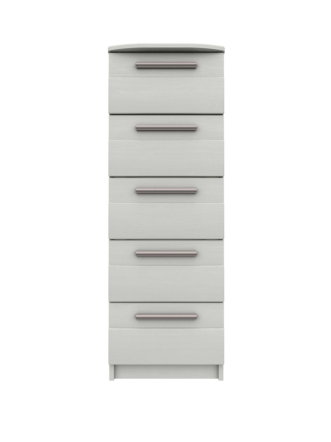 Product photograph of One Call Taylor Ready Assembled 5 Drawer Tall Boy from very.co.uk