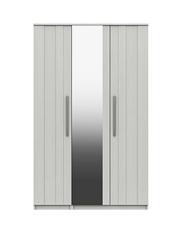 Product photograph of One Call Taylor Part Assembled 3 Door Mirrored Wardrobe from very.co.uk