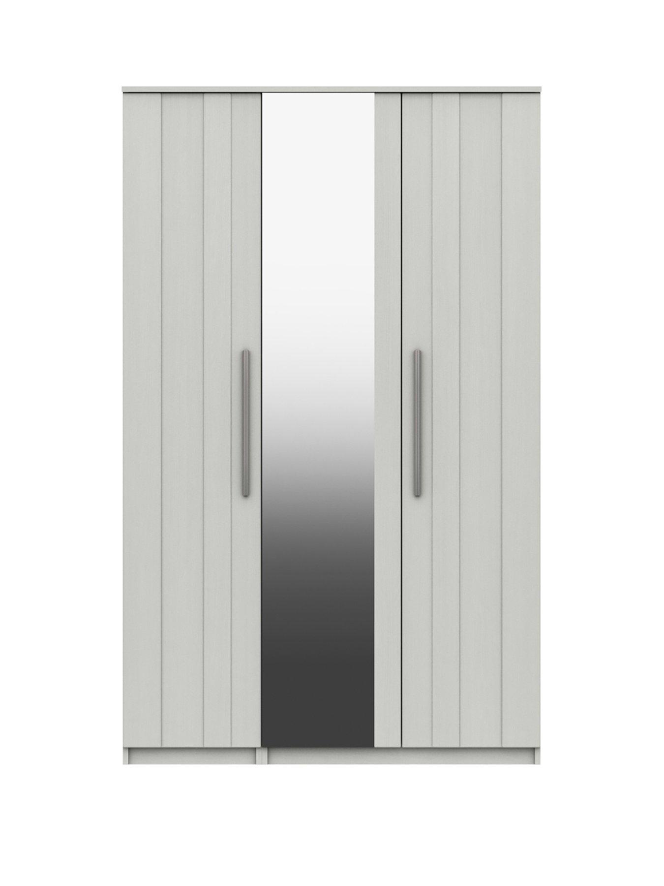 One Call Taylor Part Assembled 3 Door Mirrored Wardrobe