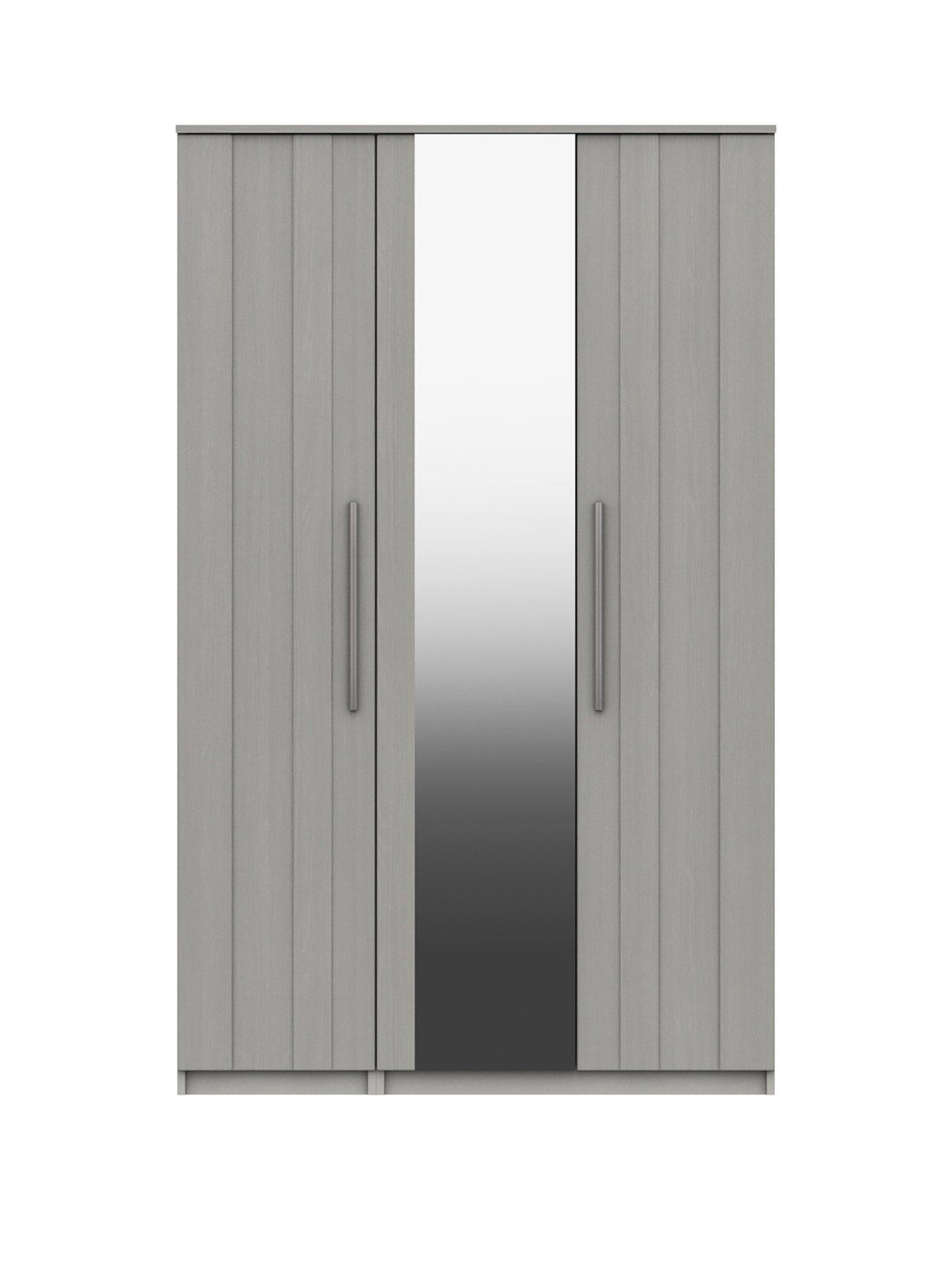 One Call Taylor Part Assembled 3 Door Mirrored Wardrobe