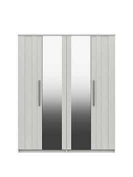 Product photograph of One Call Taylor Part Assembled 4 Door Mirrored Wardrobe from very.co.uk