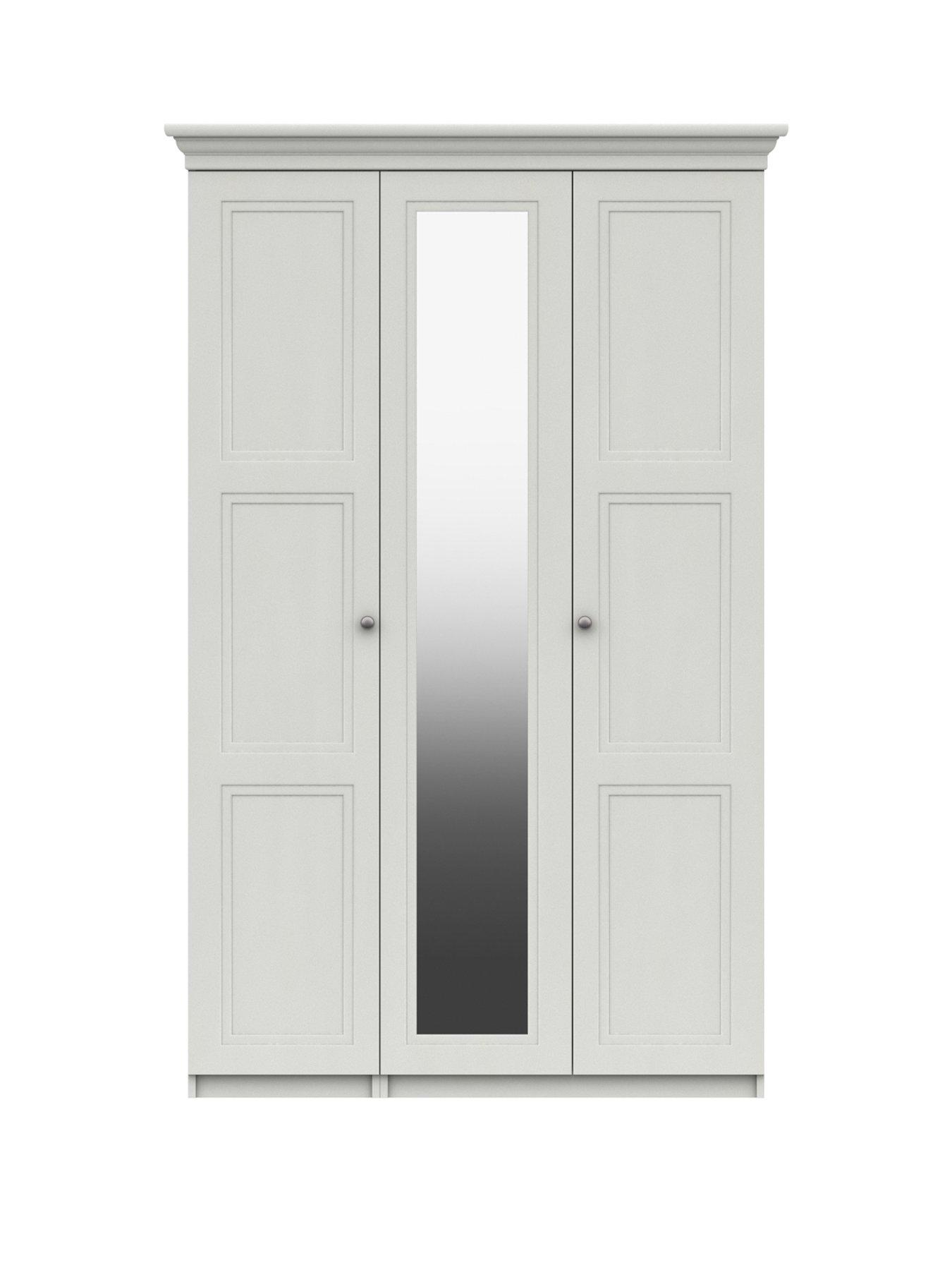 One Call Reid Part Assembled 3 Door Mirrored Wardrobe