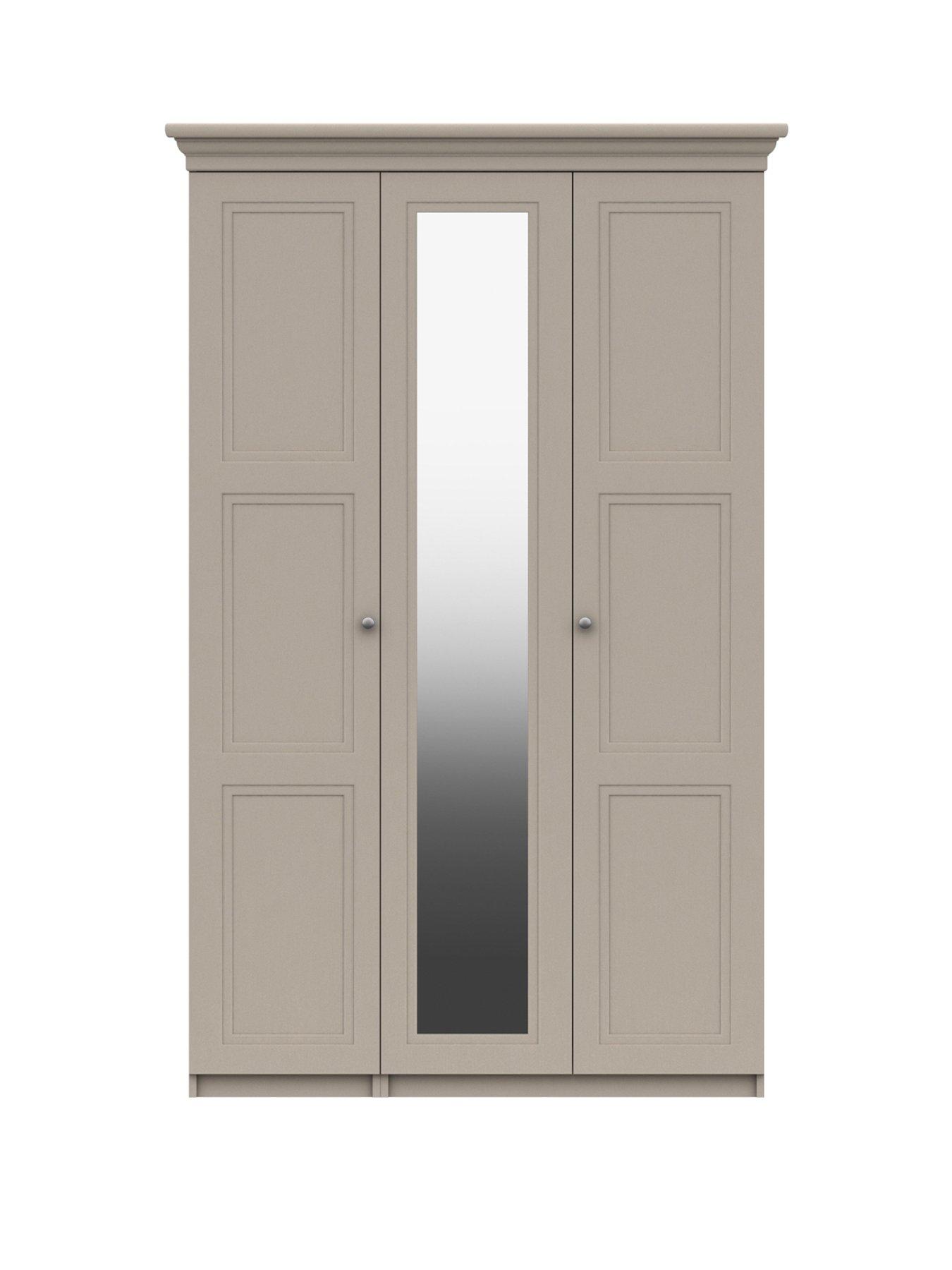 One Call Reid Part Assembled 3 Door Mirrored Wardrobe
