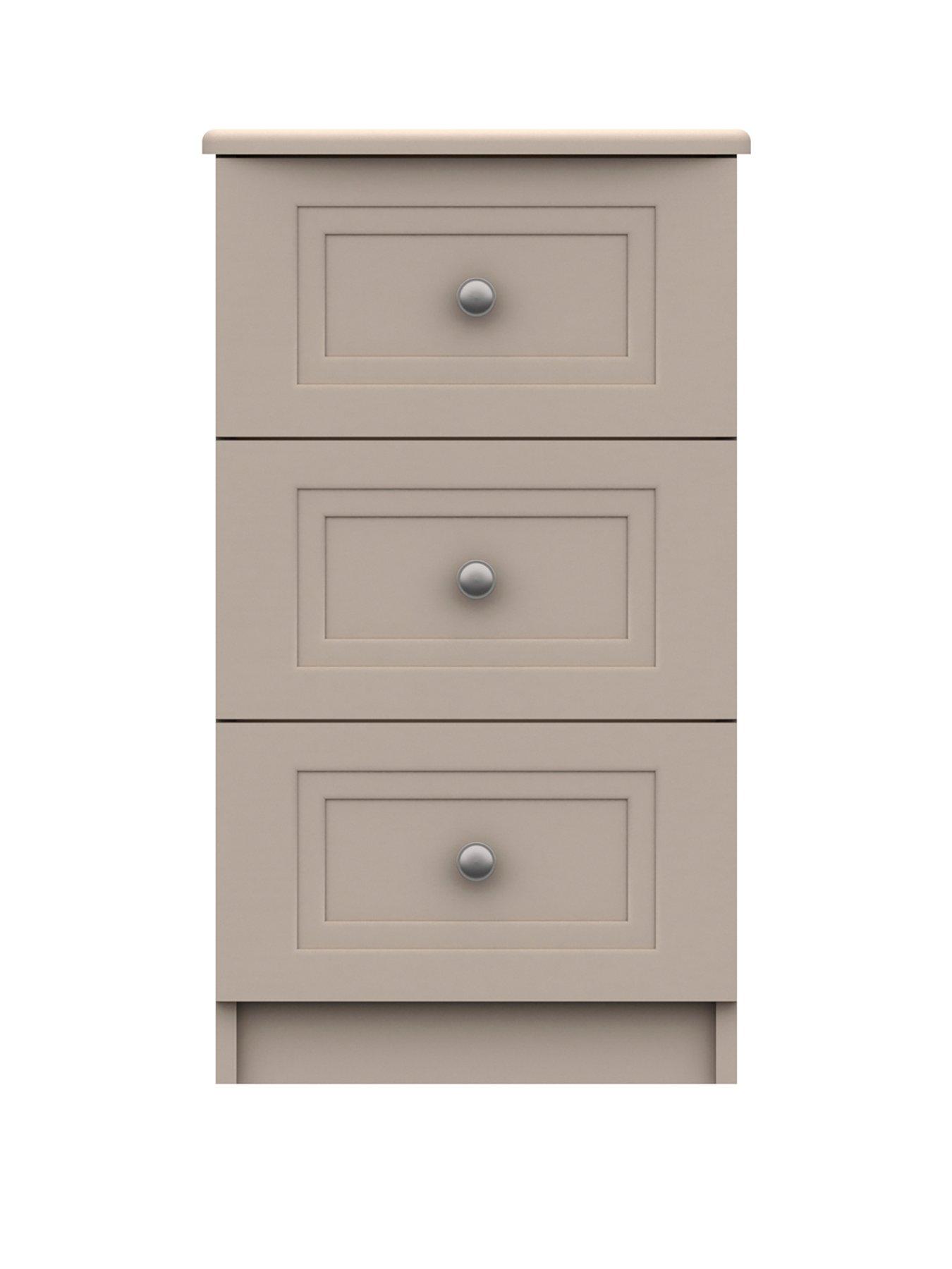 Product photograph of One Call Reid Ready Assembled 3 Drawer Bedside Chest from very.co.uk