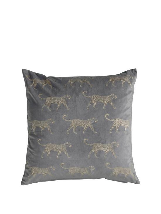front image of gallery-leopard-metallic-velvet-cushion