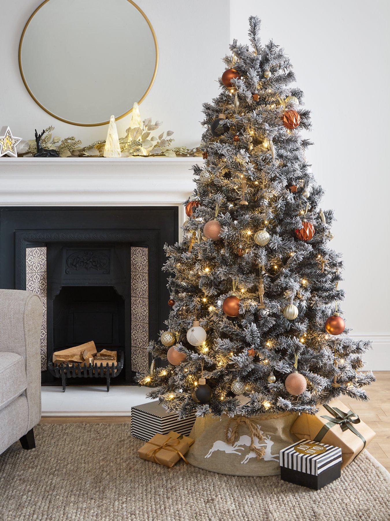 Product photograph of Very Home 6ft Black Forest Flocked Pre-lit Christmas Tree from very.co.uk