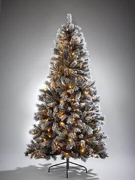Product photograph of Very Home 7ft Black Forest Flocked Pre-lit Christmas Tree from very.co.uk