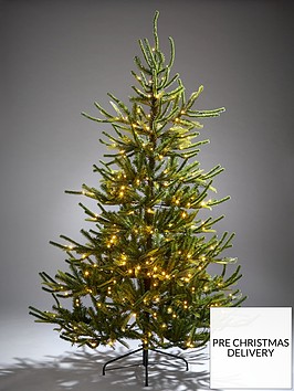 7ft Fraser Fir Upswept Pre-Lit Mixed Tips Christmas Tree | very.co.uk